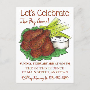 Invitation Carte Postale Les ailes célèbrent le Big Game Football Tailgate