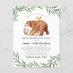Invitation Carte Postale Les animaux de forêt Baby shower neutre selon le s