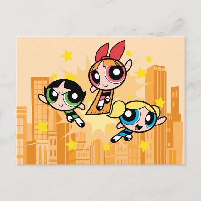 Invitation Carte Postale Les Filles Powerpuff Sauvent La Journée (Devant)
