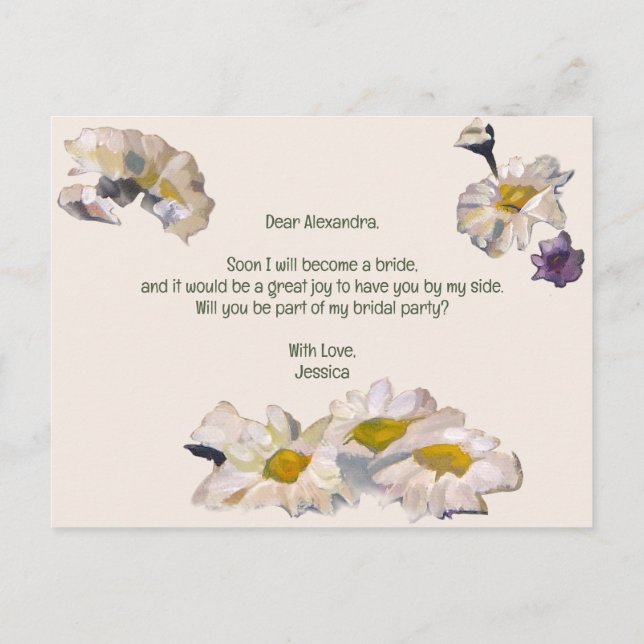 Invitation Carte Postale Les Foules Peintes Seront-Vous Ma Fille Fleur ? (Dos)