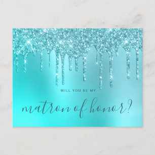 Invitation Carte Postale Les gouttes de parties scintillant de menthe serez