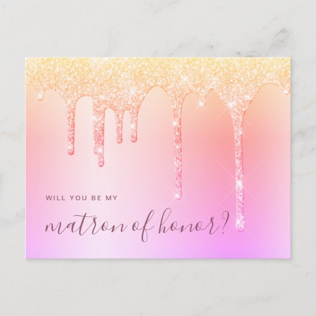 Invitation Carte Postale Les gouttes holographiques seront-tu mon maître d' (Devant)