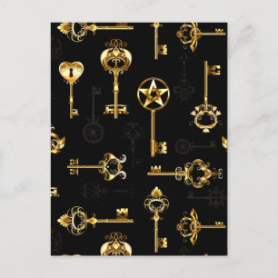 Invitation Carte Postale Les Patters de Seamless avec Golden Keys