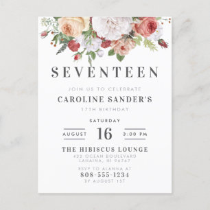 Invitation Carte Postale Lettrage et anniversaire modernes de bouquet