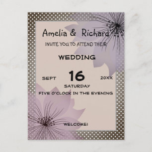 Invitation Carte Postale Lila mariage fleur élégante