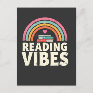 Invitation Carte Postale Lire Vibes Retro Arc-en-ciel Vintage Livres Amateu
