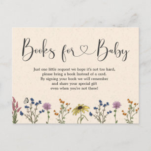 Invitation Carte Postale Livres De Baby shower Fleur sauvage vintage Pour B