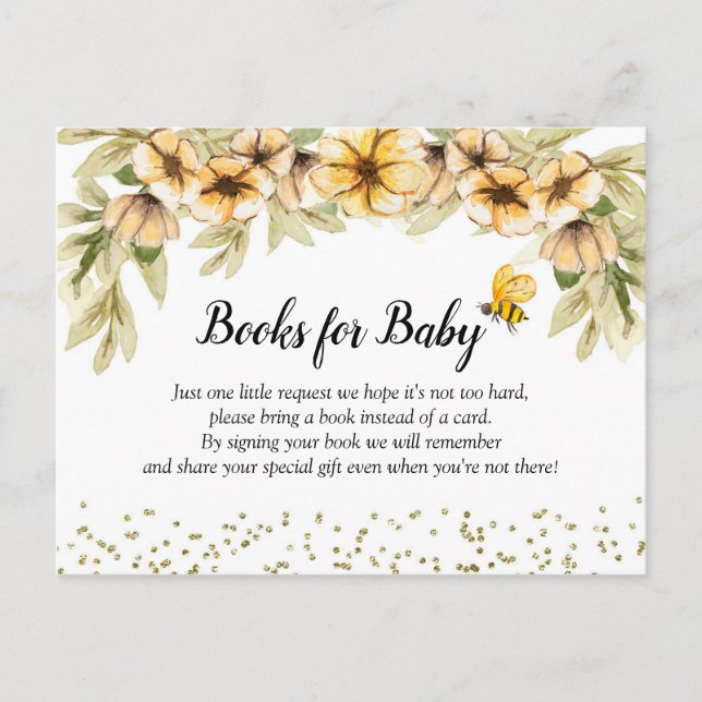 Invitation Carte Postale Livres de maman to Bee pour Baby Card (Devant)