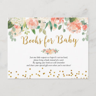 Invitation Carte Postale Livres floraux de baby shower de pêche pour le