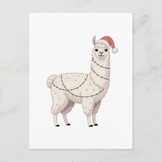 Invitation Carte Postale Llama Guirlandes de Noël Animaux Robuste Amateur d (Devant)