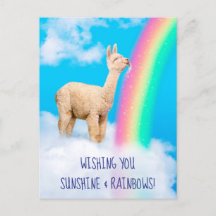 Invitation Carte Postale Llama Licking Rainbow