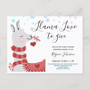 Invitation Carte Postale llama Love Valentine Baby shower Girl