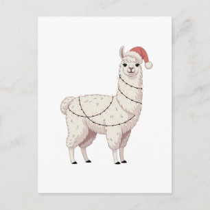 Invitation Carte Postale Llama Lumières de Noël Animaux Robustes Amoureux A