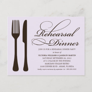INVITATION CARTE POSTALE LOGICIEL LILAC & NOIR   REHEARSAL DINNER