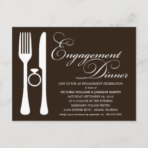 Invitation Carte Postale LOGICIEL NOIR   DÎNER fiançailles