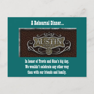 Invitation Carte Postale Logo d'Austin Ranch, Un Dîner De Répétition..., In