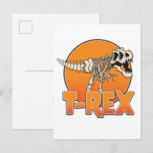Invitation Carte Postale Logo de dessin animé T-REX (Devant / Derrière)