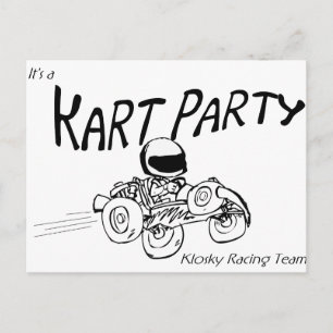 Invitation Carte Postale Logo de noir de partie de kart