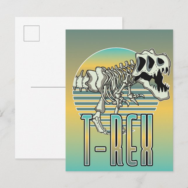 Invitation Carte Postale logo de T-REX dessiné (Devant / Derrière)