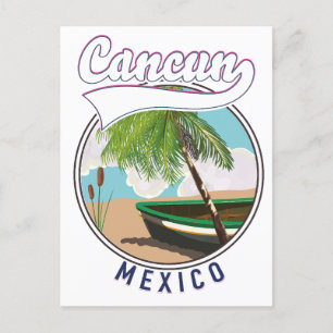 Invitation Carte Postale logo de voyage de plage de Cancun au Mexique