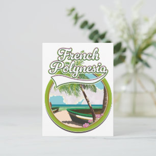 Invitation Carte Postale Logo de voyage en Polynésie française.