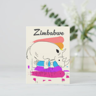 Invitation Carte Postale Logo de voyage rétro Zimbabwe