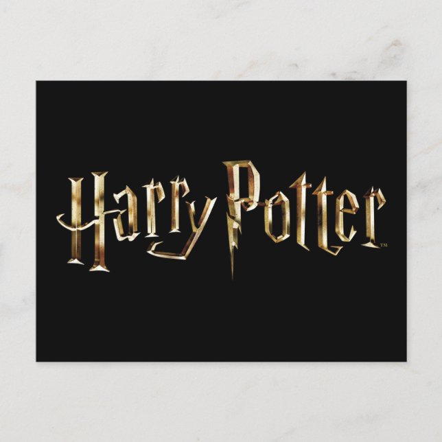 Invitation Carte Postale Logo Gold Harry Potter (Devant)