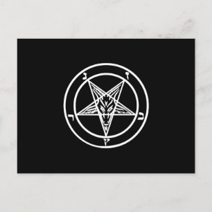 Invitation Carte Postale Logo Satanique Chèvre Pentagramme Inversé Baphomet