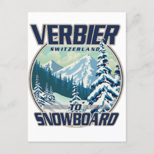 Invitation Carte Postale Logo Verbier Suisse Snowboard