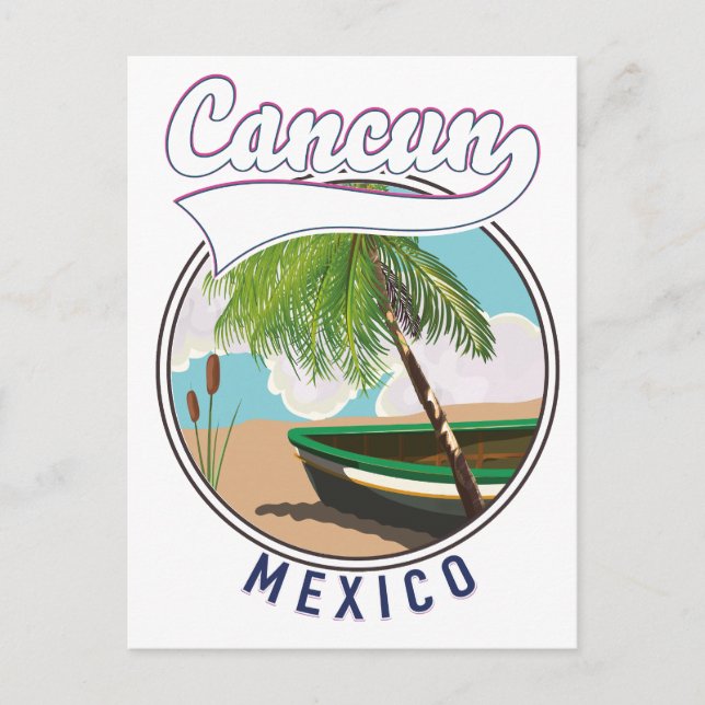 Invitation Carte Postale Logo voyage de Cancun Mexico Beach (Devant)