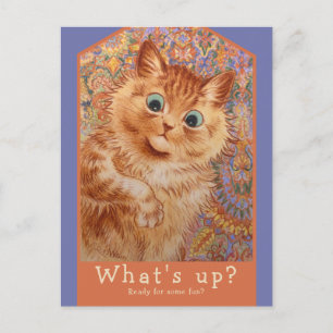 Invitation Carte Postale Louis Wain Chat de gingembre étonné CC1084 Anniver