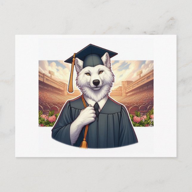 Invitation Carte Postale Loup diplômé (Devant)