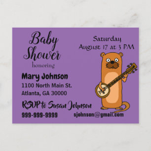 Invitation Carte Postale Loutre de mer drôle jouant le baby shower de banjo