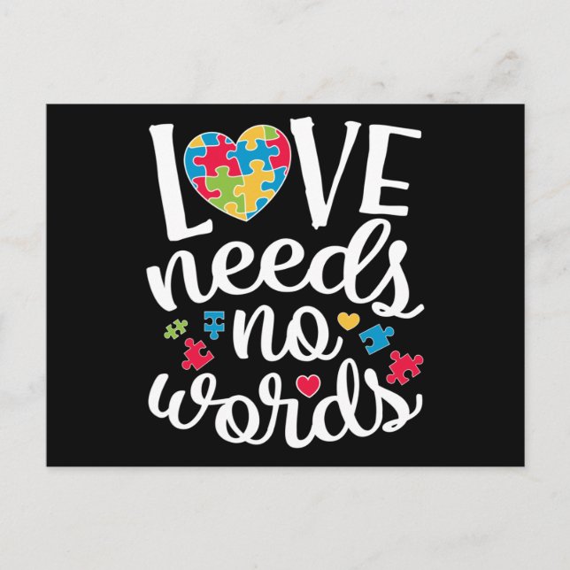 Invitation Carte Postale Love Needs No Words (Devant)