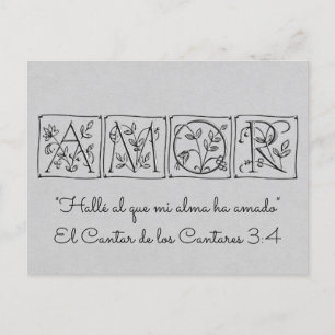 Invitation Carte Postale L'un de mes âmes aime~Écriture~Espagnol~RSVP