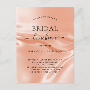 Invitation Carte Postale Luncheon rose d'or soie satinée