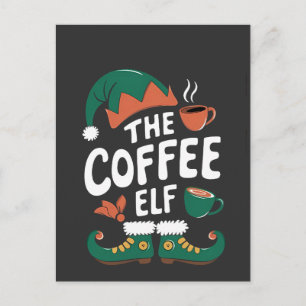 Invitation Carte Postale Lutin de café Noël drôle de caféine Noël Amoureux