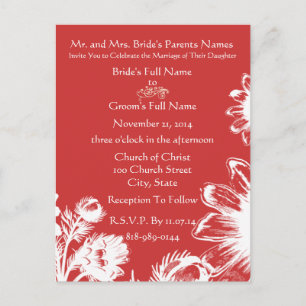 Invitation Carte Postale Luxe Radiance Coral Rose Floral Budget