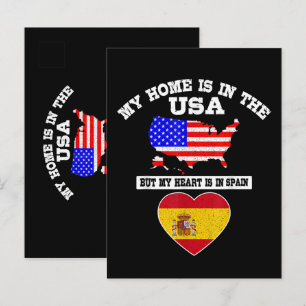 Invitation Carte Postale Ma maison est aux États-Unis, mon cœur est en Espa