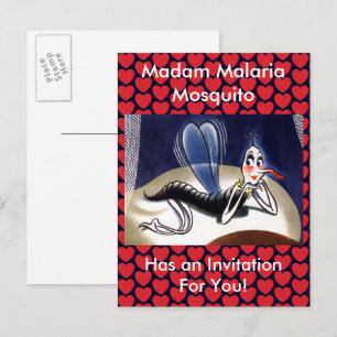 Invitation Carte Postale Madame Paludisme Moustique Vintage