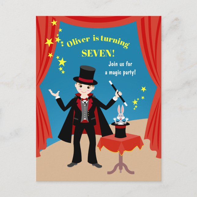 Invitation Carte Postale Magicien Boy Show Fête d'anniversaire (Devant)