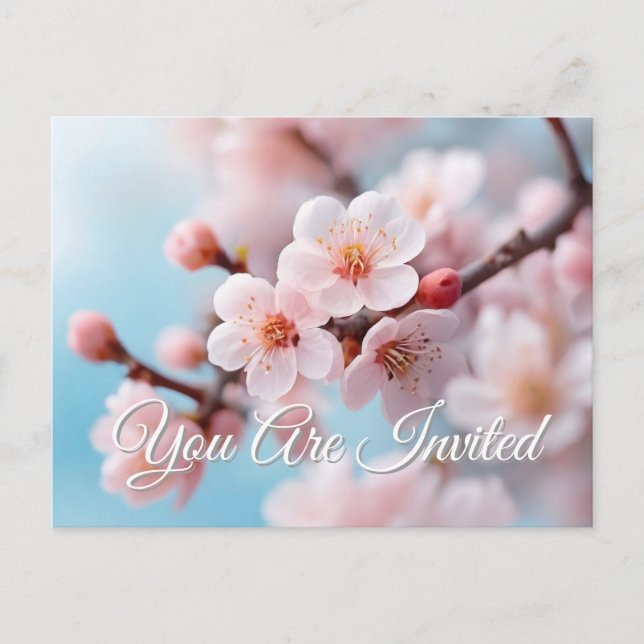 Invitation Carte Postale Magie en fleurs roses (Devant)