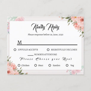 Invitation Carte Postale Magnifique motif de rose bohème floral aquarelle R