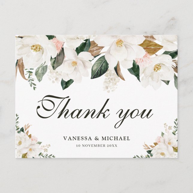 Invitation Carte Postale Magnolia mariage (Devant)