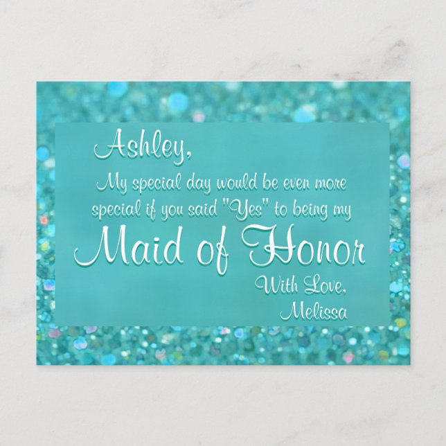 Invitation Carte Postale Maid of Honor - Emerald Green (Devant)