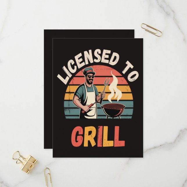 Invitation Carte Postale Maître du Grill Papa (Devant/Arrière en situation)