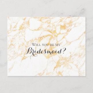 Invitation Carte Postale Marbre blanc et or
