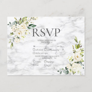 Invitation Carte Postale Marbre de cuivre Géométrique Blanc Floral RSVP