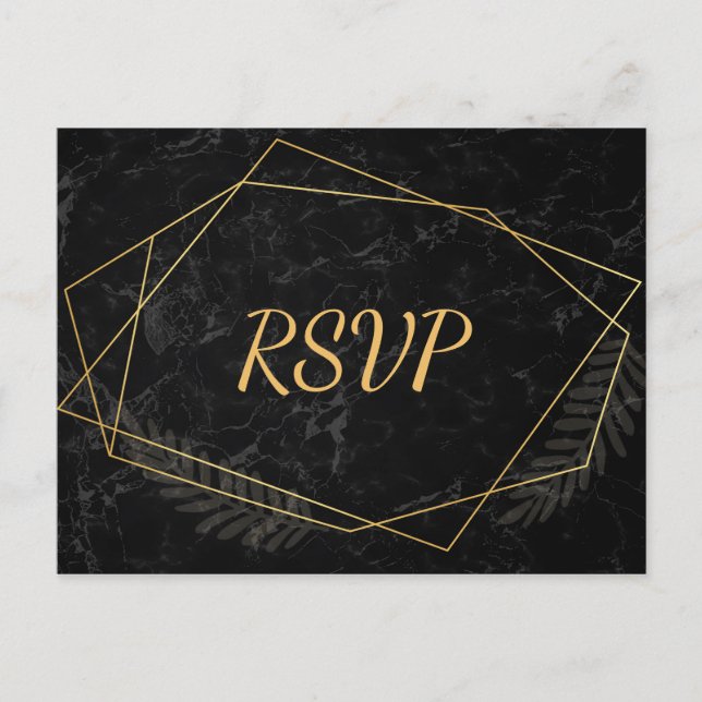Invitation Carte Postale Marbre Faux Géométrique rsvp (Devant)