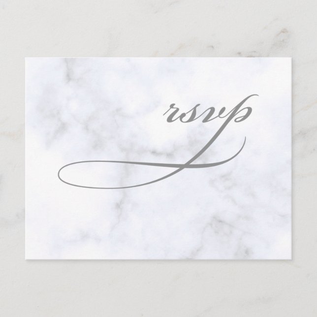 Invitation Carte Postale Marbre mariage rsvp (Devant)